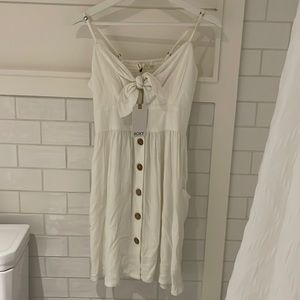 White Roxy beach dress with pockets size Small